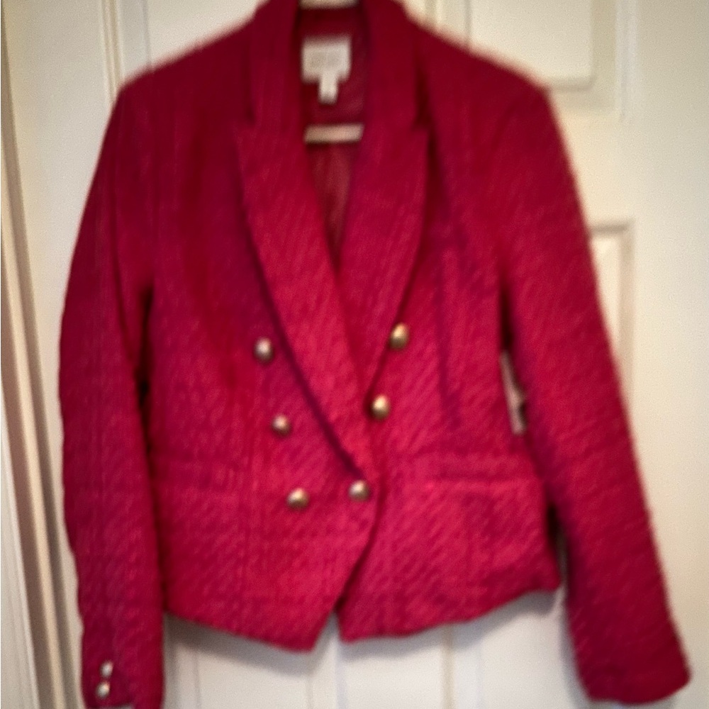 Nine West Fuchsia Double-Breasted Blazer